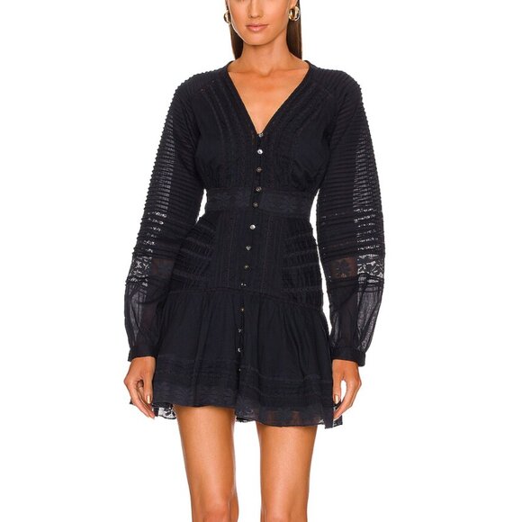 Veronica Beard Addilyn Dress Long Sleeve Button Down Cotton Navy Blue Size 12 - Picture 11 of 12